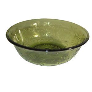 Vintage FTD 1979 Green Floral Embossed Serving Bowl 7.5" small daisy berry